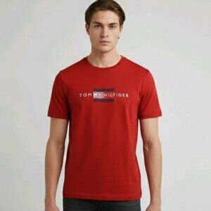 Tommy Hilfiger Men’s Barn Red TH Flag Logo T-Shirt - L - NWT